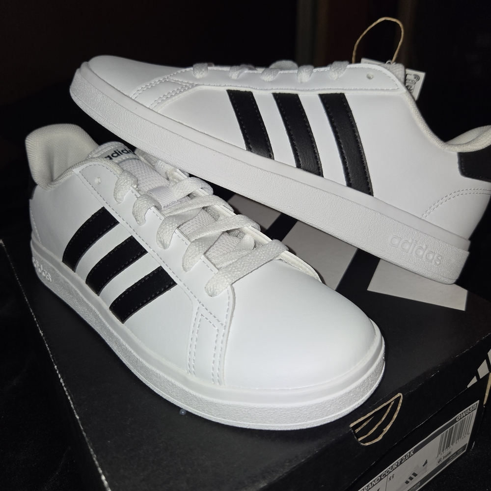 Adidas Youth White and Black Athletic Shoes